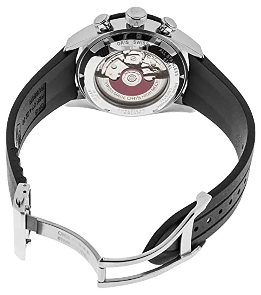 Oris Artix GT Automatic Chronograph Stainless Steel Black Dial Black Rubber Strap Date Mens Watch 582 7658 4034-07 8 23 82