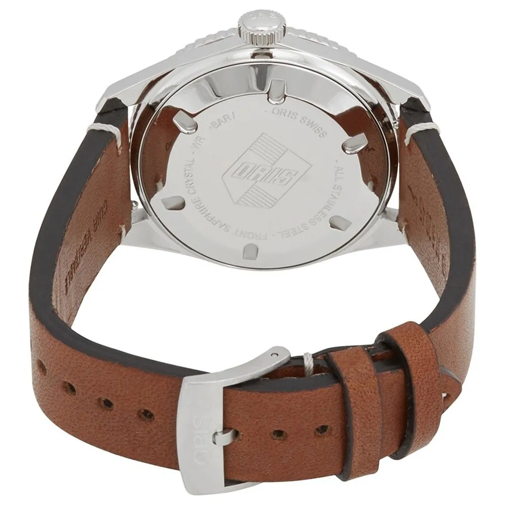 Oris Divers Sixty-Five Automatic Stainless Steel Blue Dial Brown Leather Strap Date Mens Watch 733 7707 4055-07 5 20 45