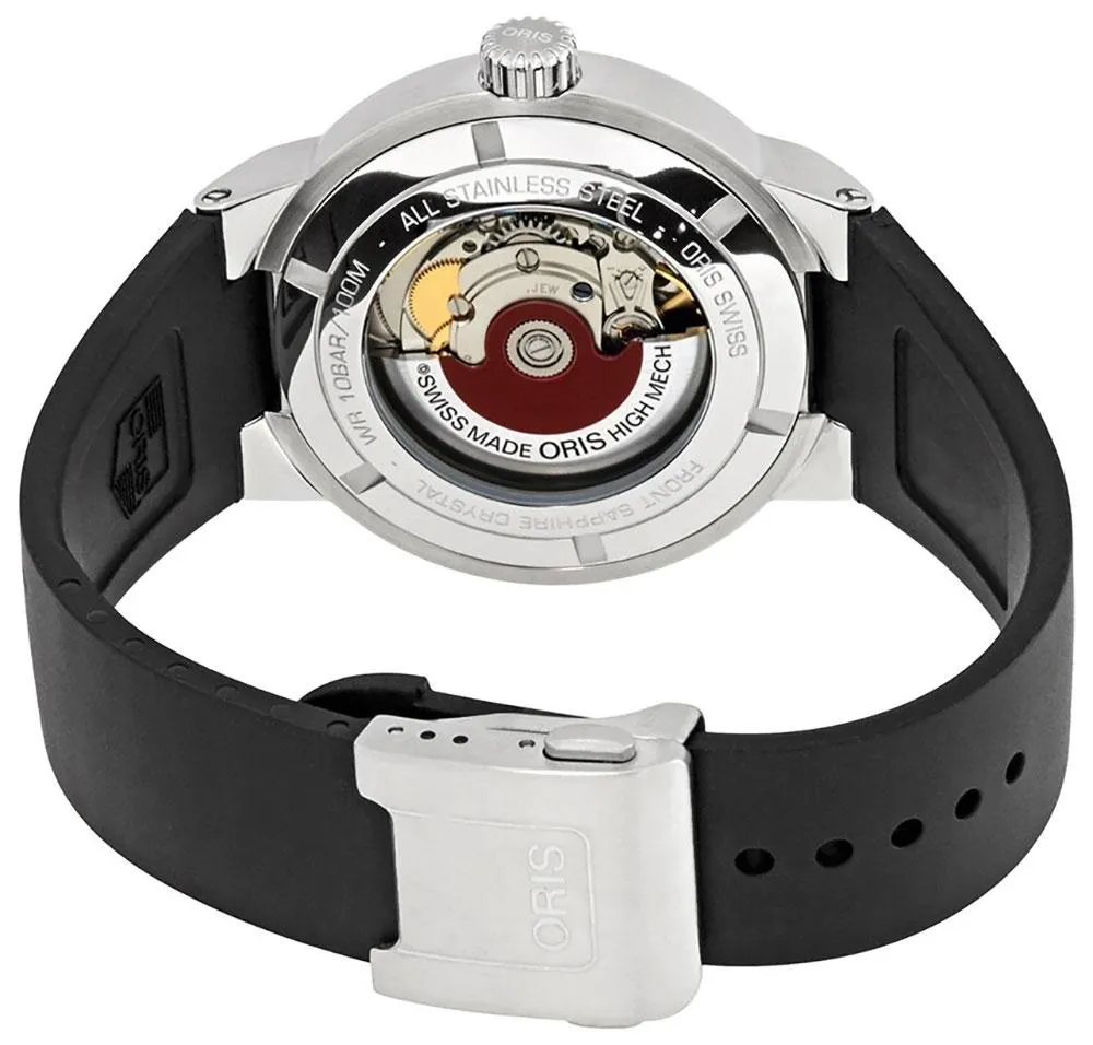 Oris TT1 Automatic Stainless Steel Black Rubber Strap Black Dial Day-Date Mens Watch 735 7752 4154-RS