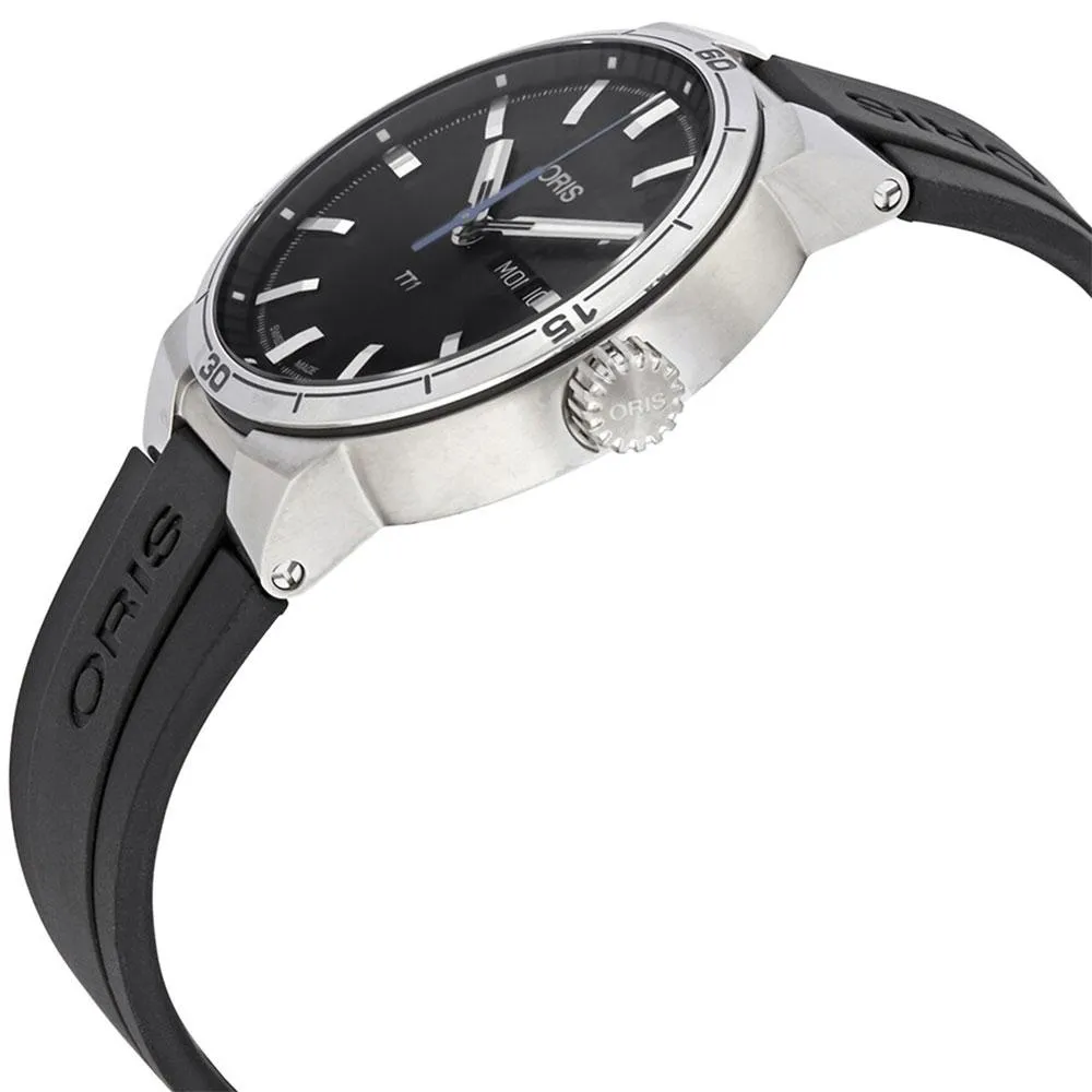Oris TT1 Automatic Stainless Steel Black Rubber Strap Black Dial Day-Date Mens Watch 735 7752 4154-RS