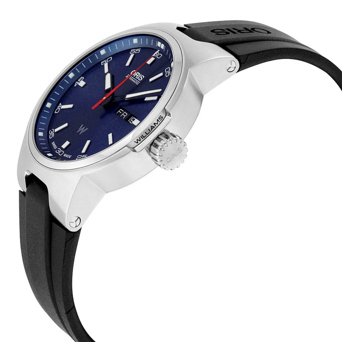 Oris Williams Automatic Stainless Steel Blue Dial Black Rubber Strap Day/Date Mens Watch 735 7716 4155-07 4 24 50FC
