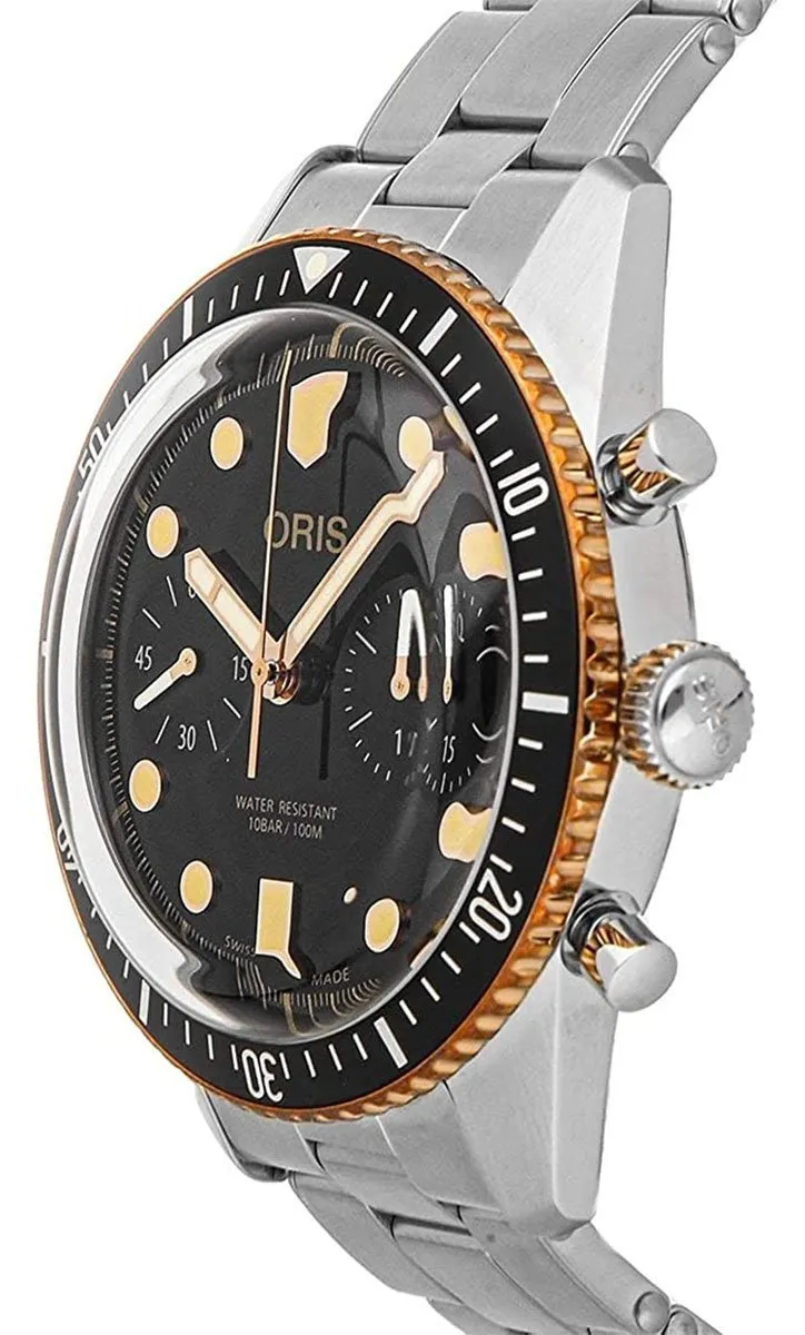 Oris Divers Sixty-Five Automatic Chronograph Stainless Steel Black Dial Mens Watch 771 7744 4354-MB