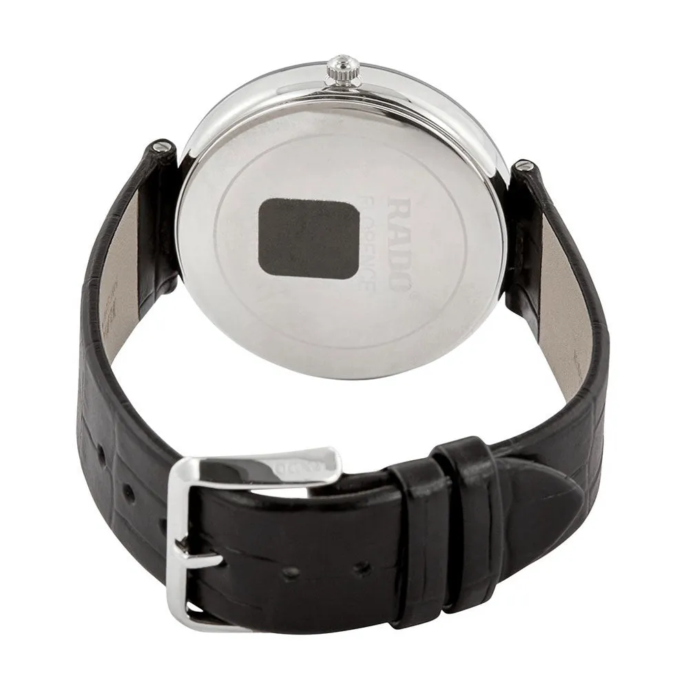 Rado Florence White Dial Date Black Leather Strap Quartz Mens Watch R48870015