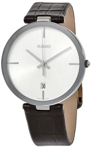 Rado Florence White Dial Date Black Leather Strap Quartz Mens Watch R48870015