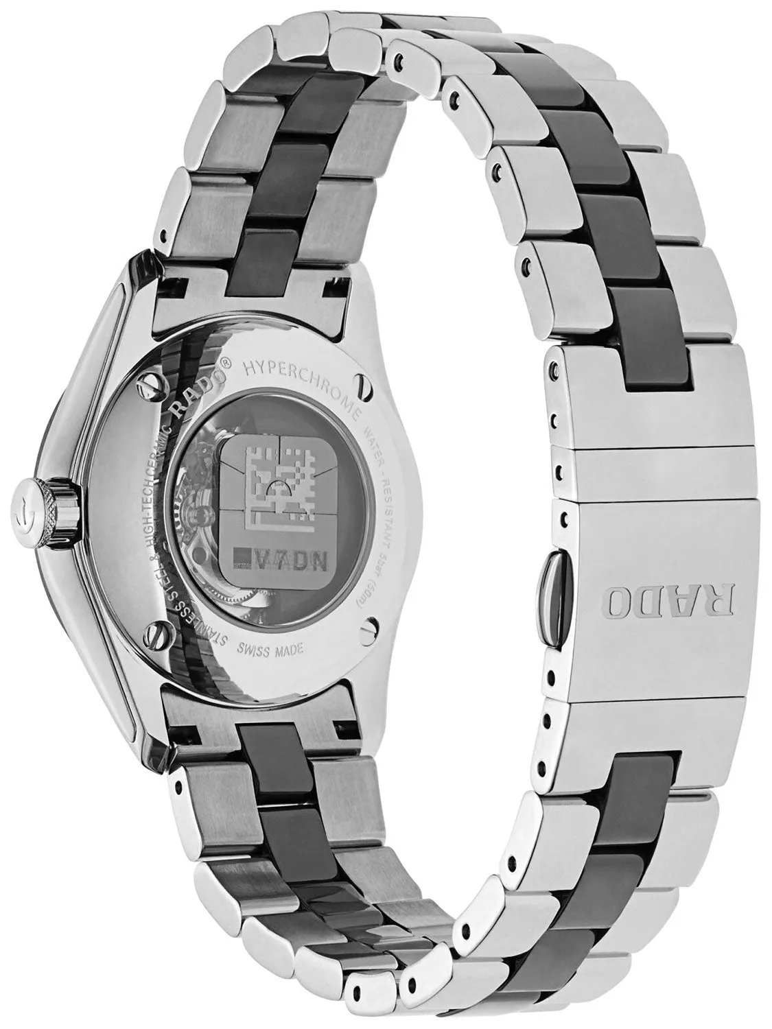 Rado HyperChrome Automatic Stainless Steel and Black Ceramic Womens Watch Black Dial Date R32049152