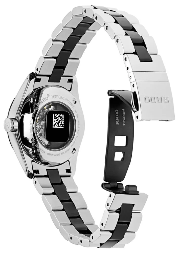 Rado HyperChrome Automatic Stainless Steel and Black Ceramic Womens Watch Black Dial Date R32049152