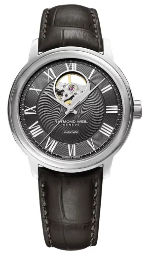 Raymond Weil Maestro Automatic Stainless Steel Grey Leather Strap Grey Dial Mens Watch 2227-STC-00609