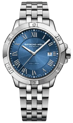 Raymond Weil Tango Stainless Steel Blue Dial Date Divers Quartz Mens Watch 8160-ST-00508