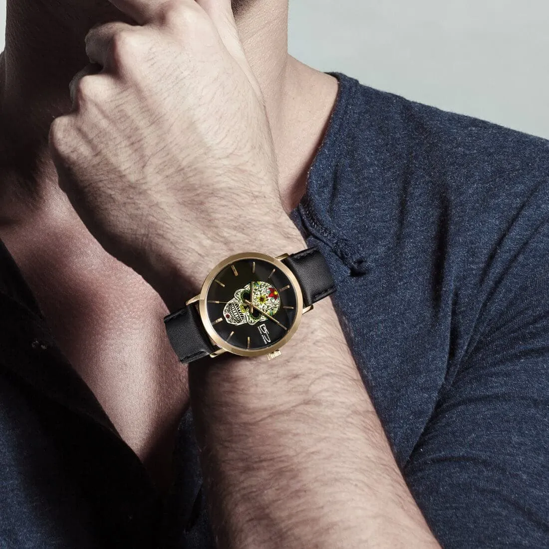 Rebel Skull Men's Gold Watch
