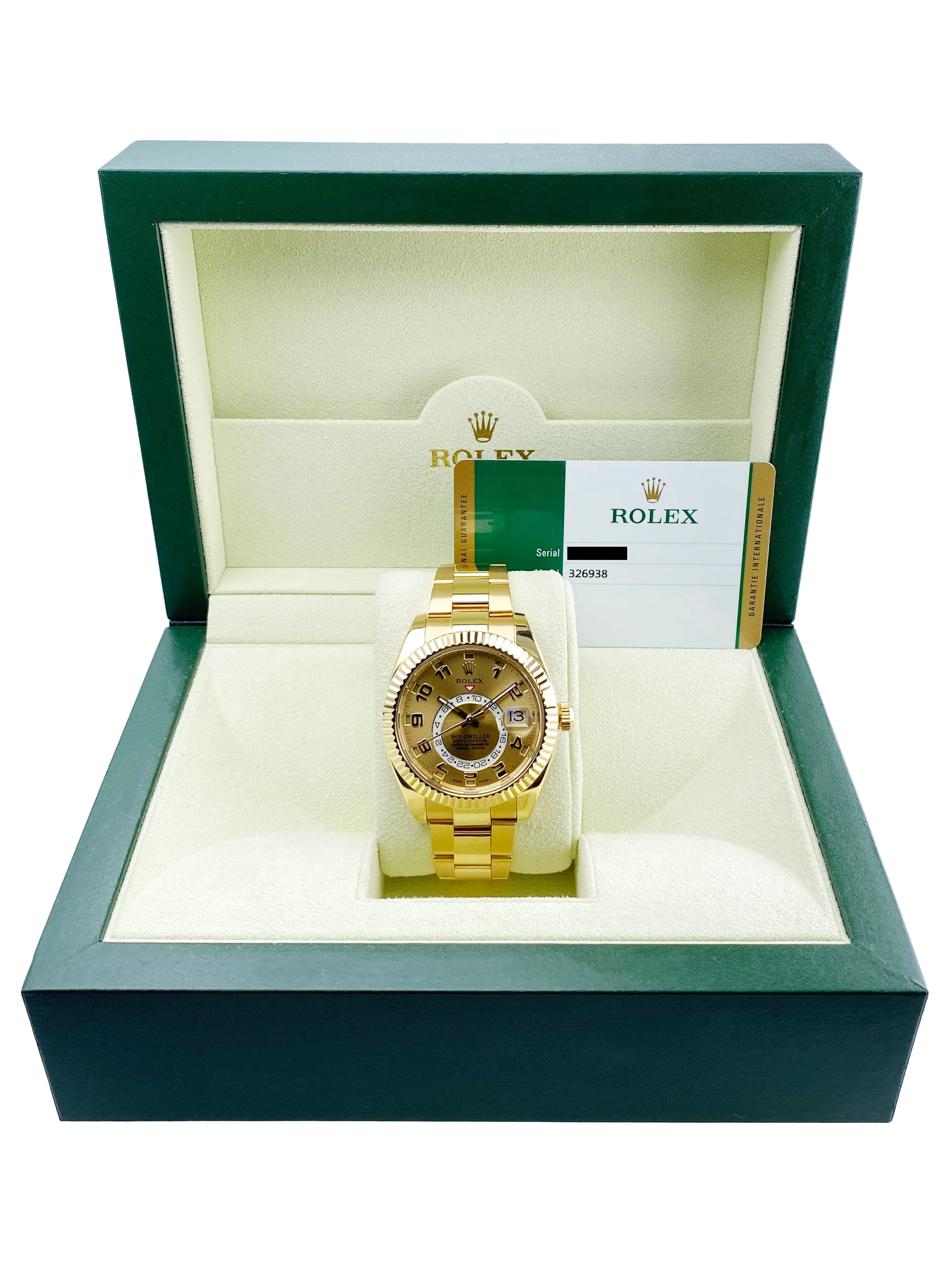 Rolex Sky-Dweller 326938 Champagne Dial Mens Watch Box Papers
