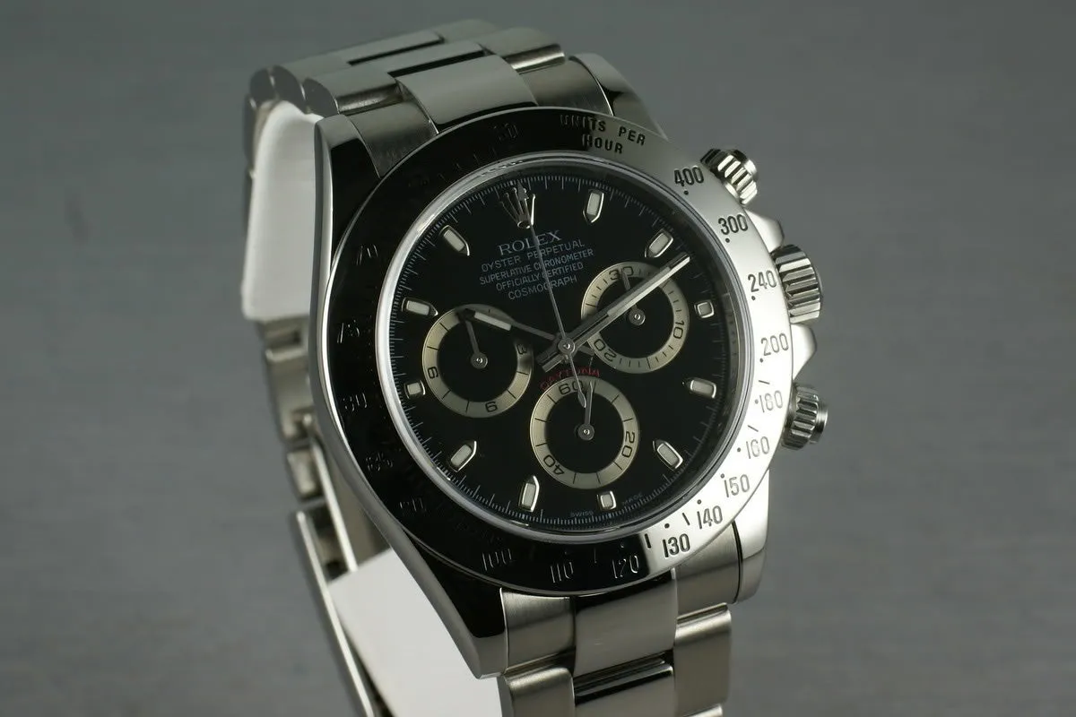 Rolex SS Daytona 116520 Black Dial V serial with papers