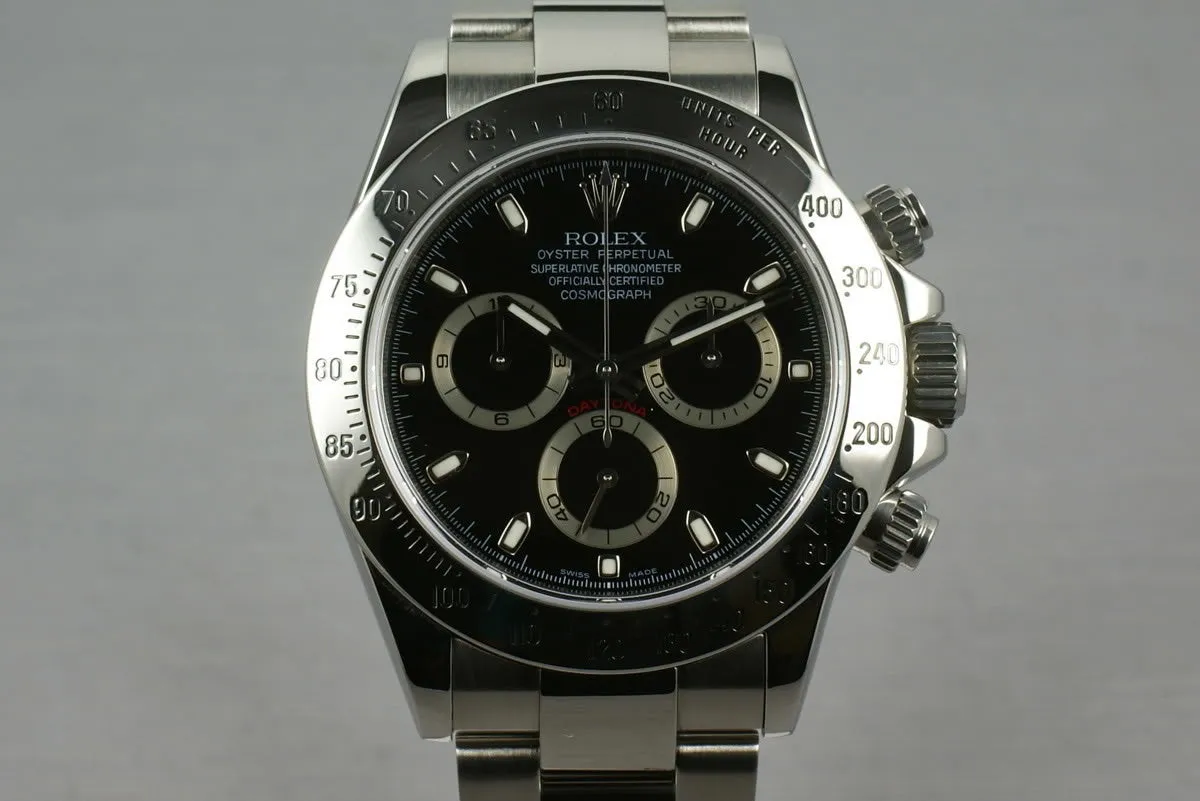 Rolex SS Daytona 116520 Black Dial V serial with papers
