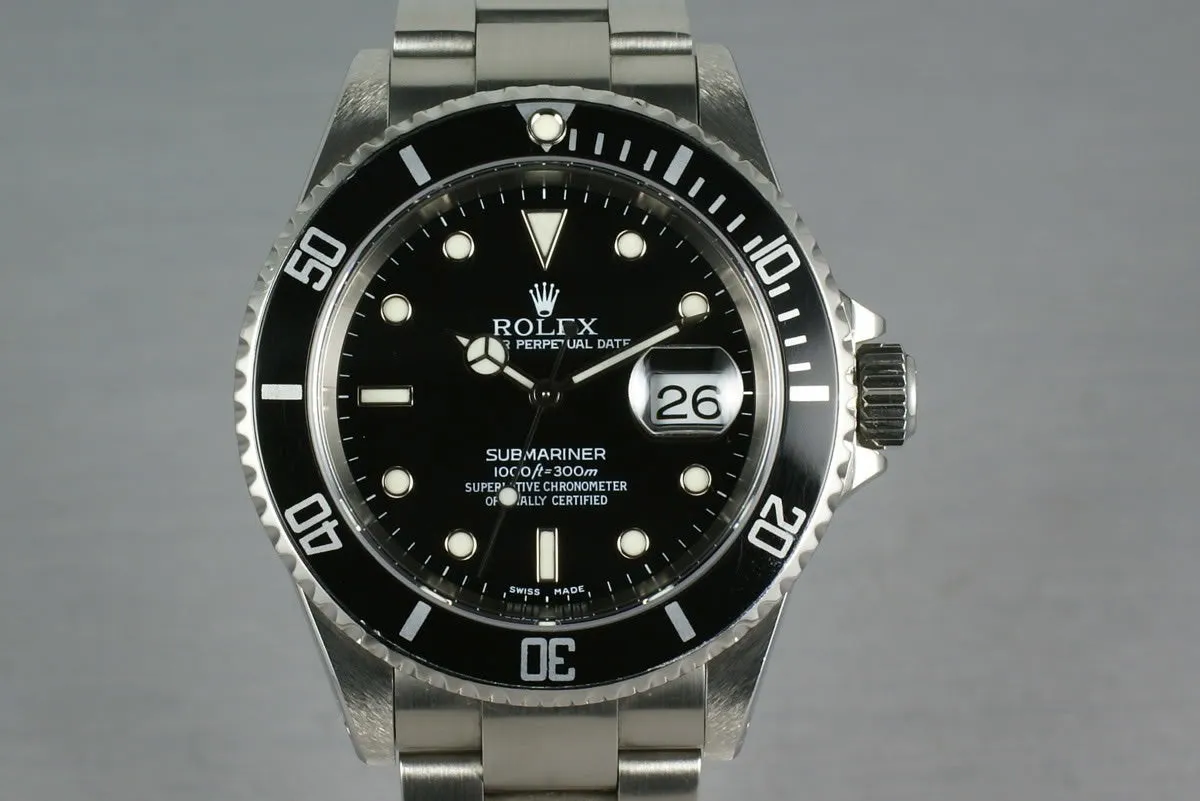 Rolex Submariner 16610 with box and papers K serial