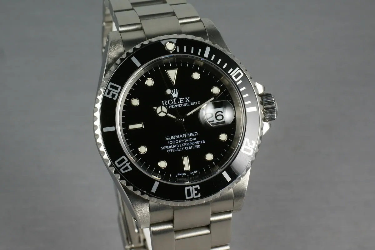 Rolex Submariner 16610 with box and papers K serial