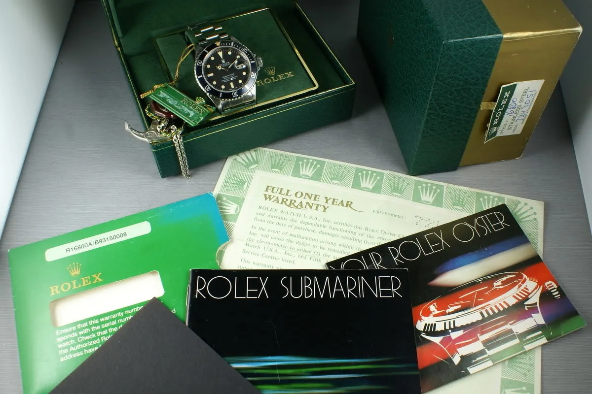 Rolex Submariner 16800 Matte Dial Box and Papers