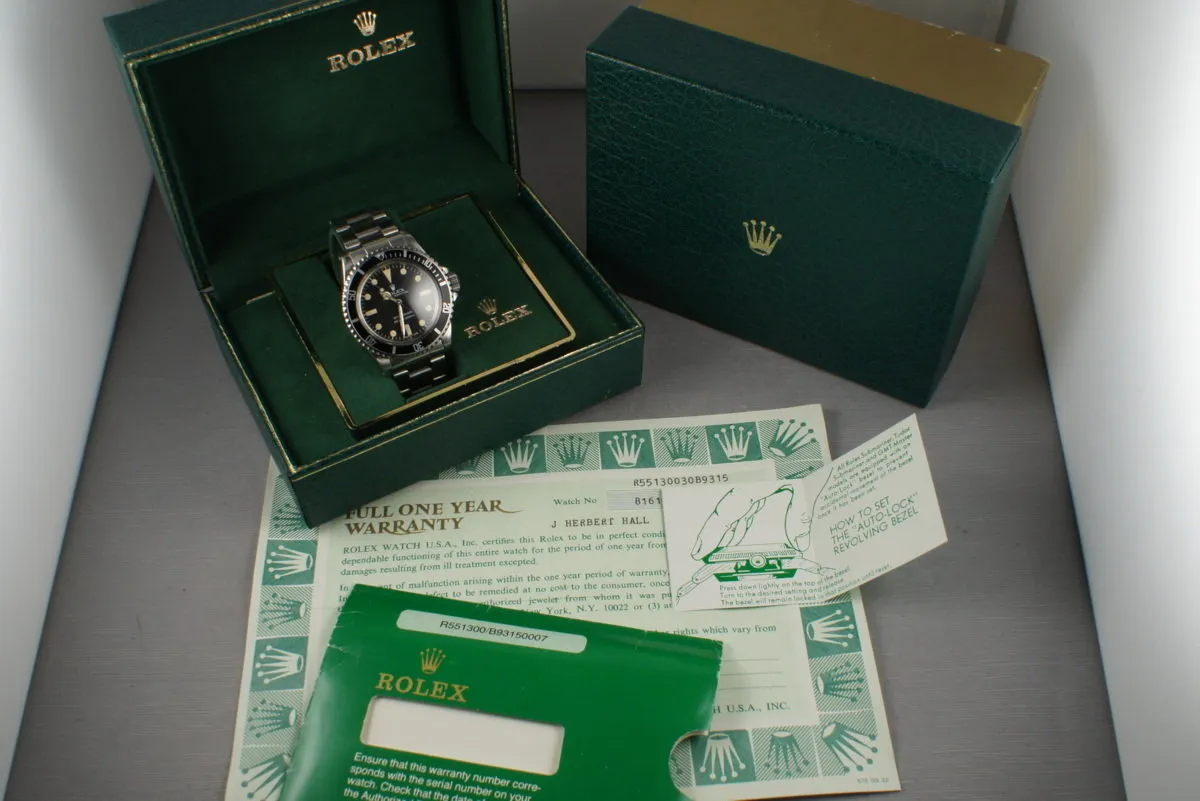 Rolex Submariner 5513 Maxi with box and papers