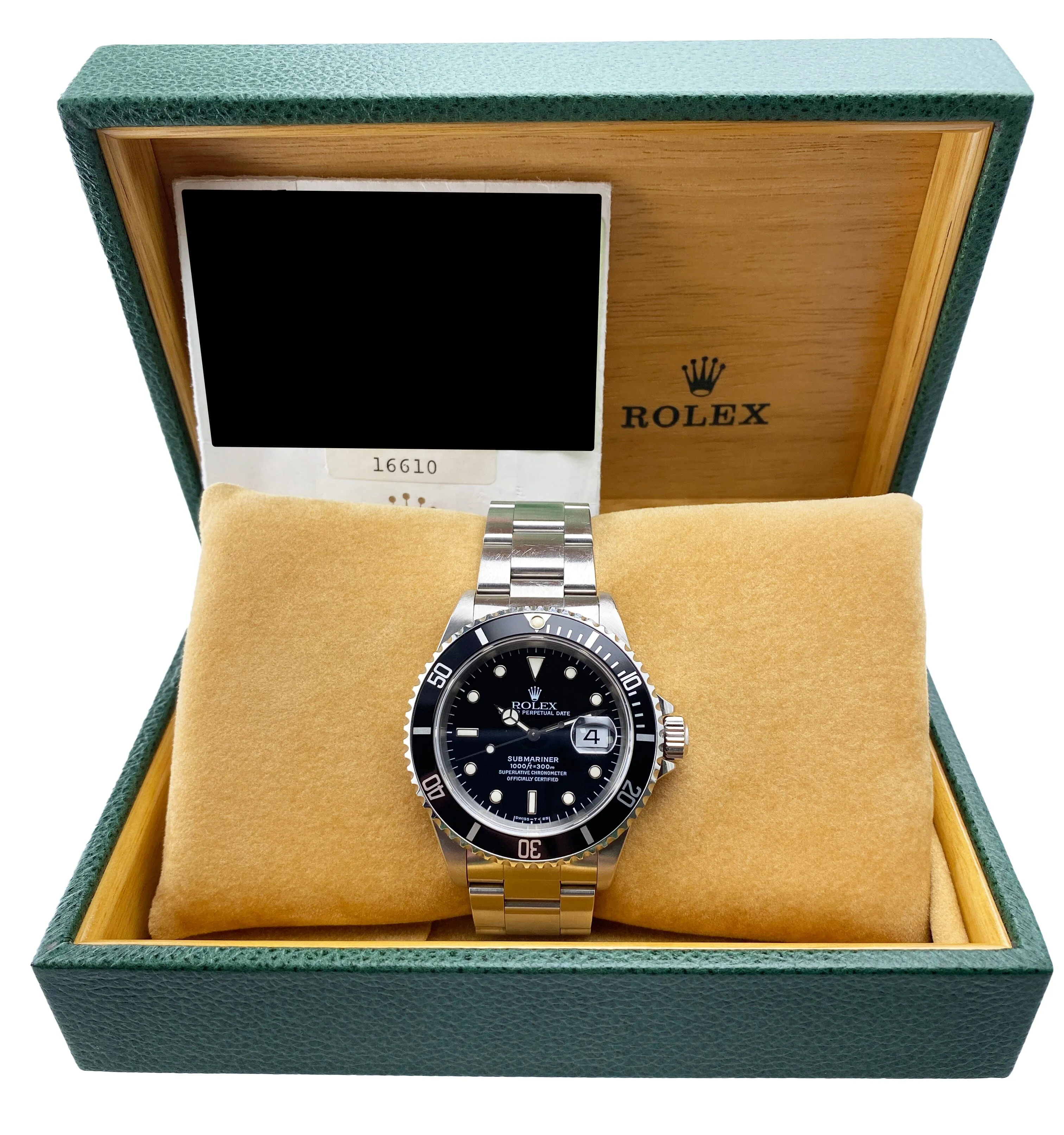 Rolex Submariner Date 16610 Mens Watch Box Papers