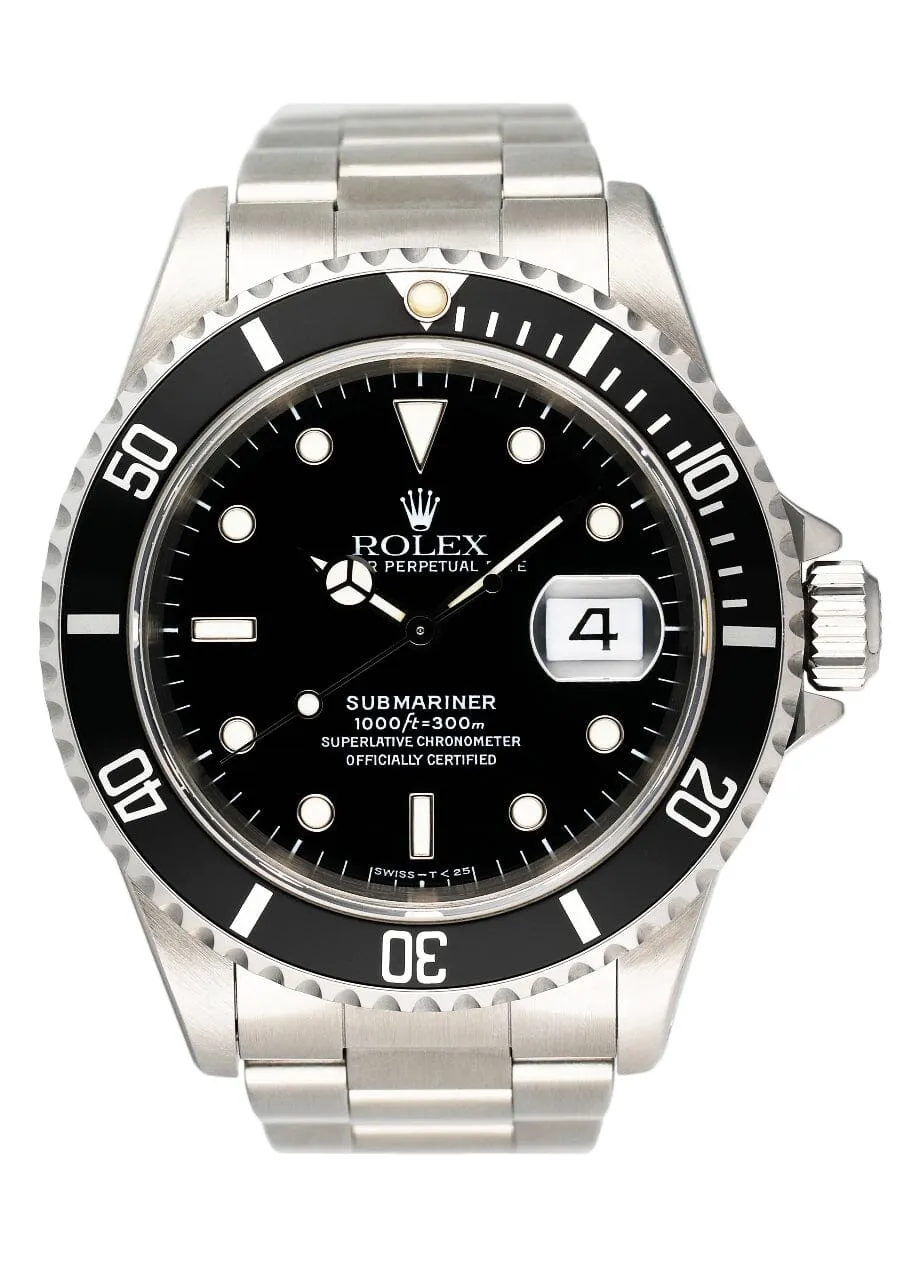 Rolex Submariner Date 16610 Mens Watch Box Papers