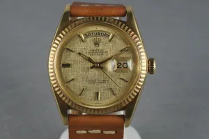Rolex Vintage 18K YG President 1803 with Linen Dial