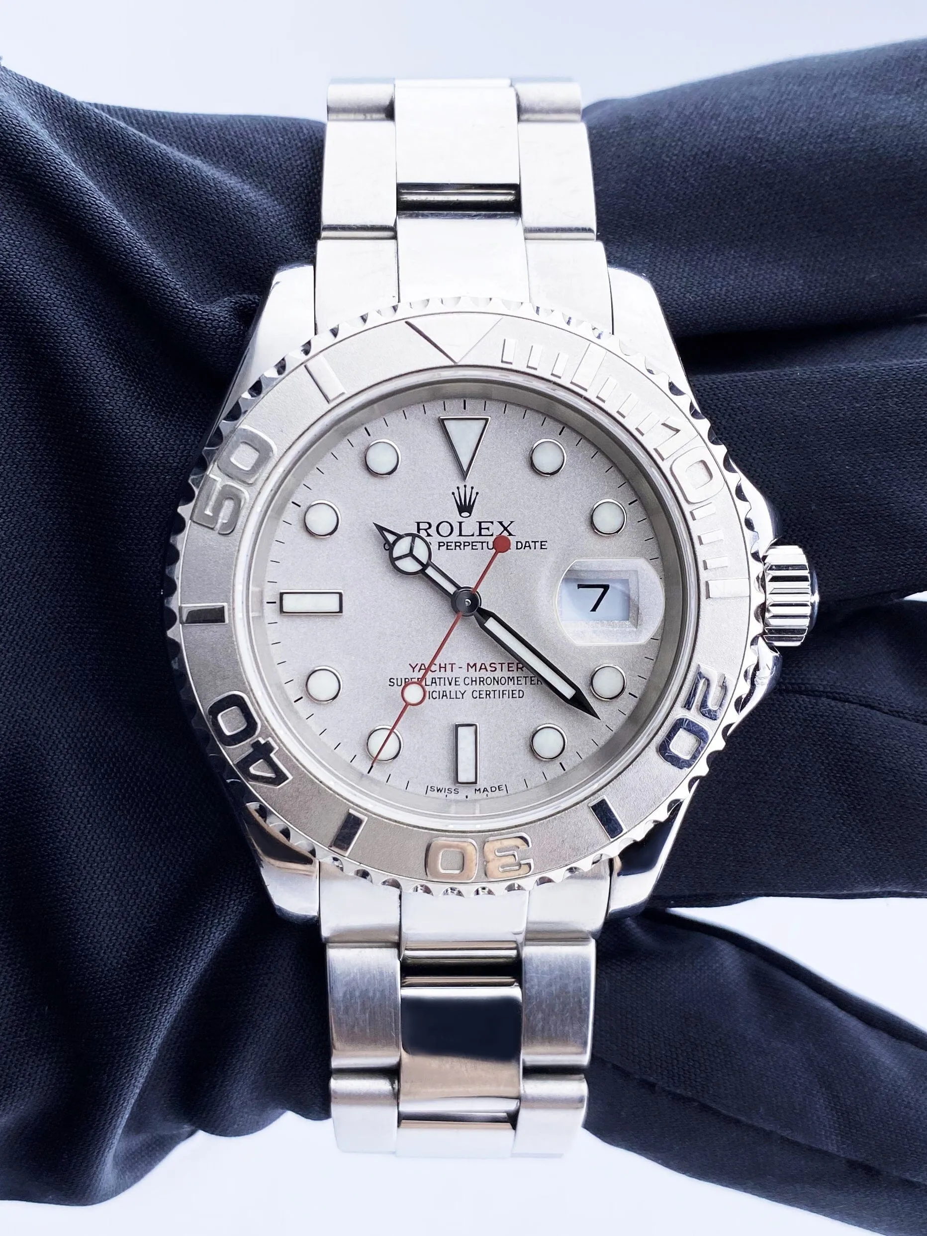 Rolex Yacht Master 16622 Platinum Bezel Mens Watch Box Papers