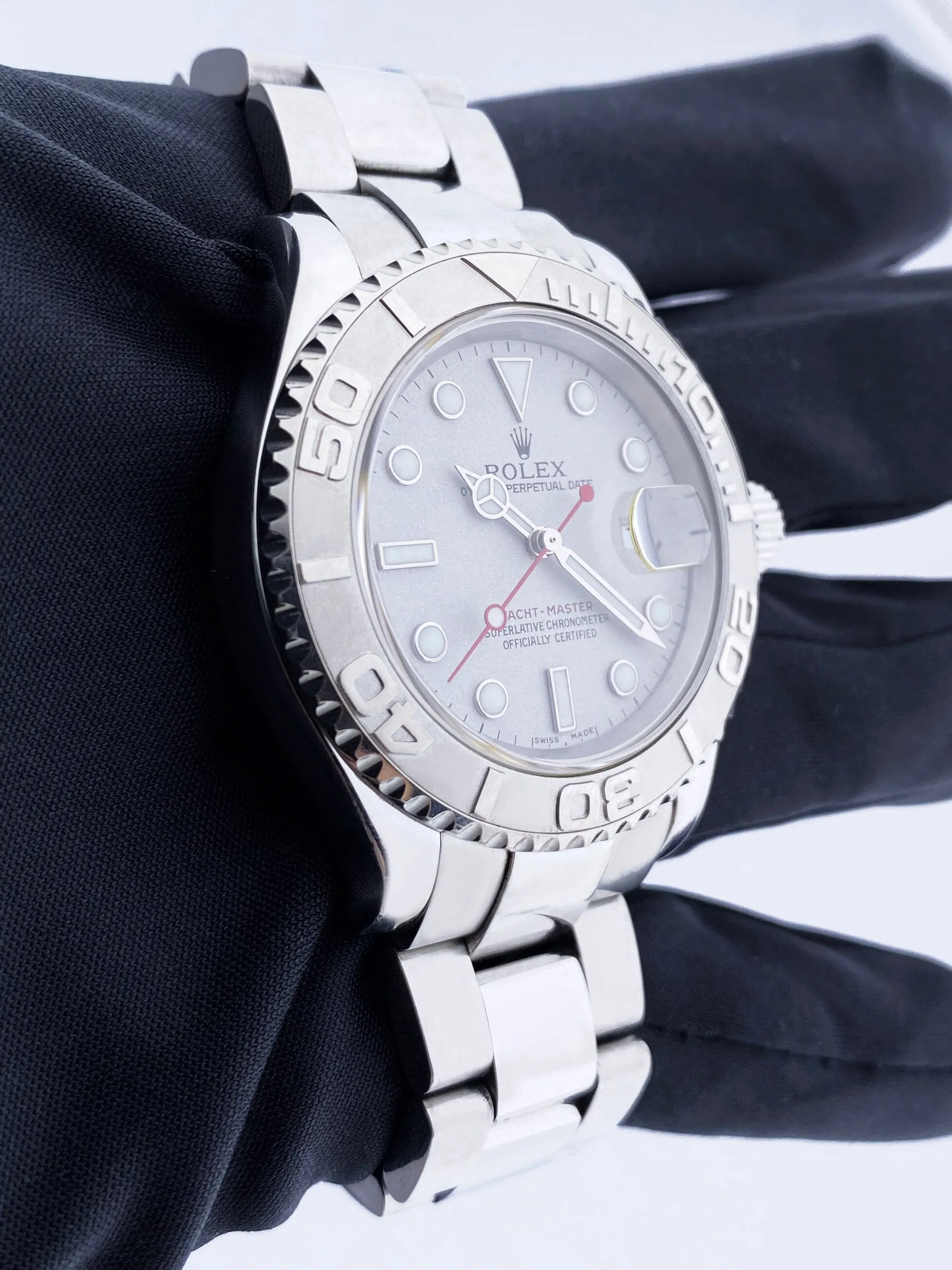 Rolex Yacht Master 16622 Platinum Bezel Mens Watch Box Papers