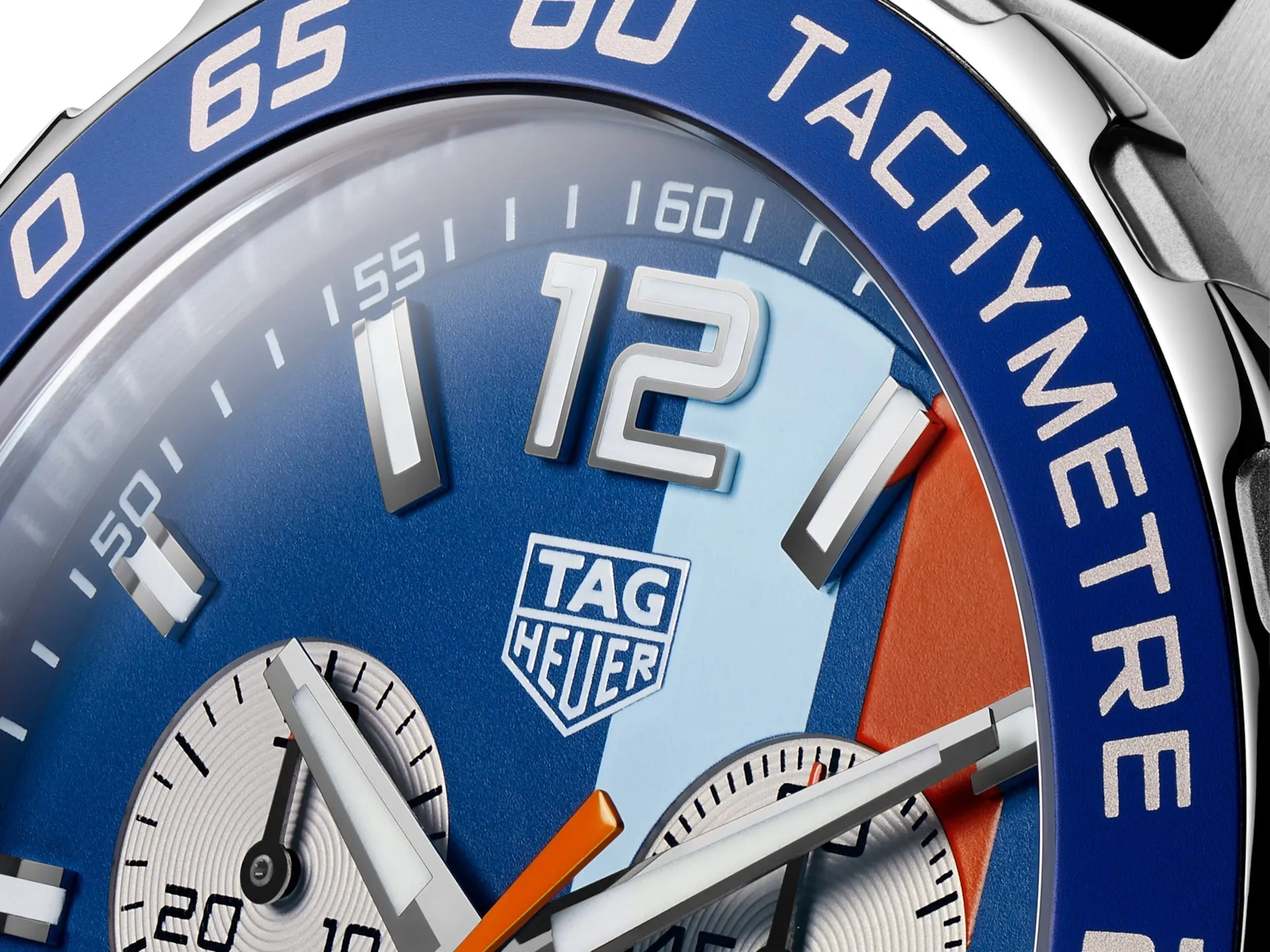 Special Edition TAG Heuer Formula 1 x Gulf Chronograph Stainless Steel Blue Dial Blue Leather Strap Date Divers Quartz Mens Watch CAZ101N.FC8243