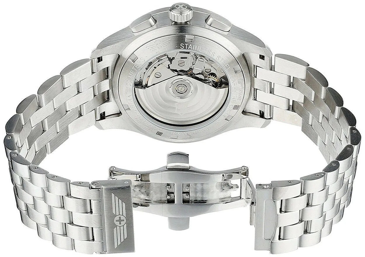 Swiss Army Airboss Mechanical Automatic Chronograph Steel Mens Watch Date 241621