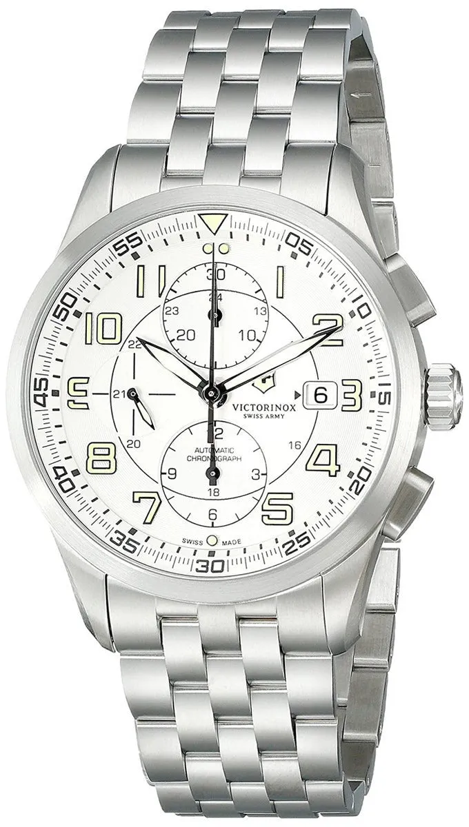 Swiss Army Airboss Mechanical Automatic Chronograph Steel Mens Watch Date 241621