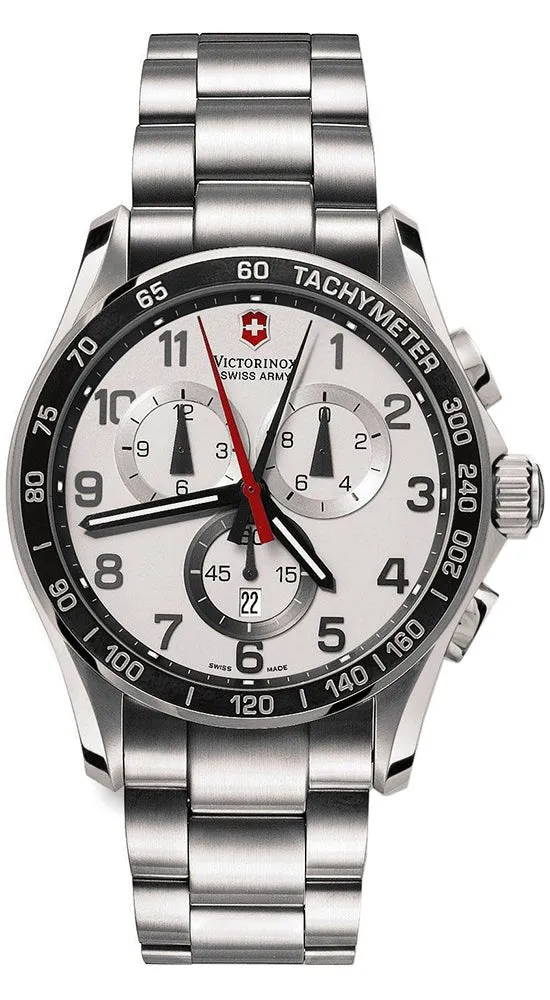 Swiss Army Victorinox Chrono Classic XLS Chronograph Tachymeter Scale Mens Steel Watch Date 241213