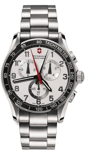 Swiss Army Victorinox Chrono Classic XLS Chronograph Tachymeter Scale Mens Steel Watch Date 241213