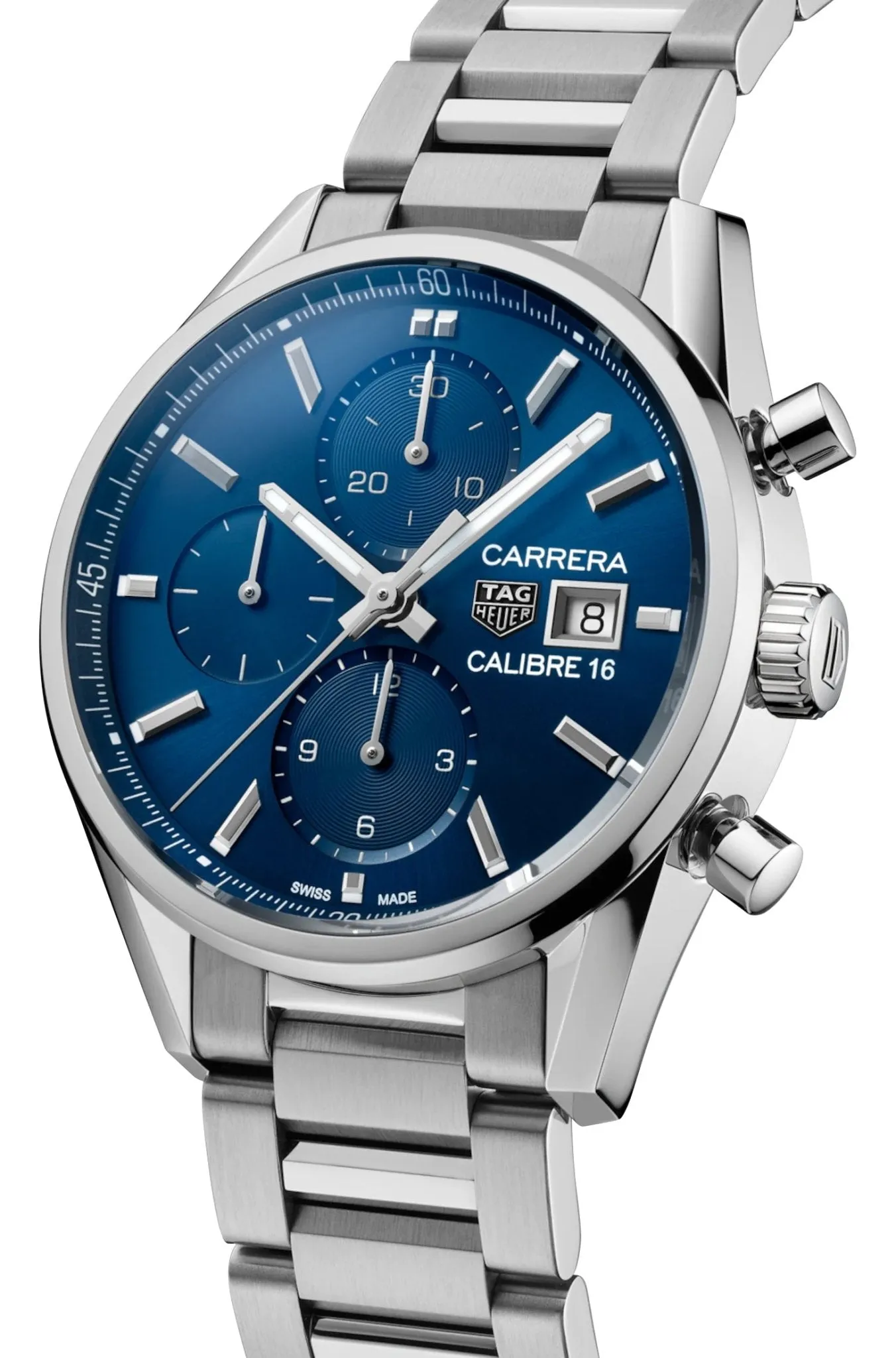TAG Heuer Carrera Automatic Chronograph Stainless Steel Blue Dial Date Mens Watch CBK2112.BA0715