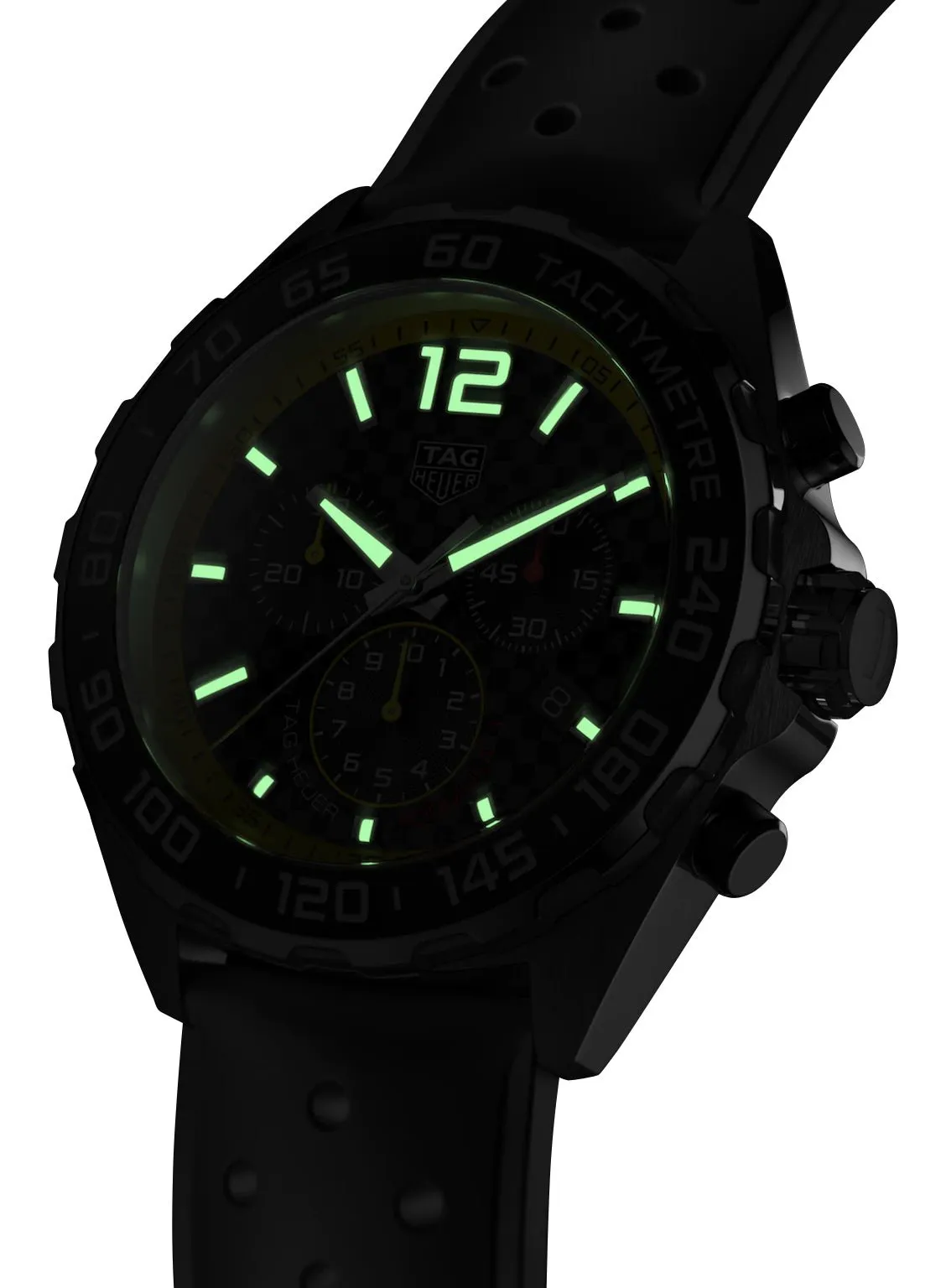 TAG Heuer Formula 1 Chronograph Stainless Steel Black Dial Black Rubber Strap Date Divers Quartz Mens Watch CAZ101AC.FT8024