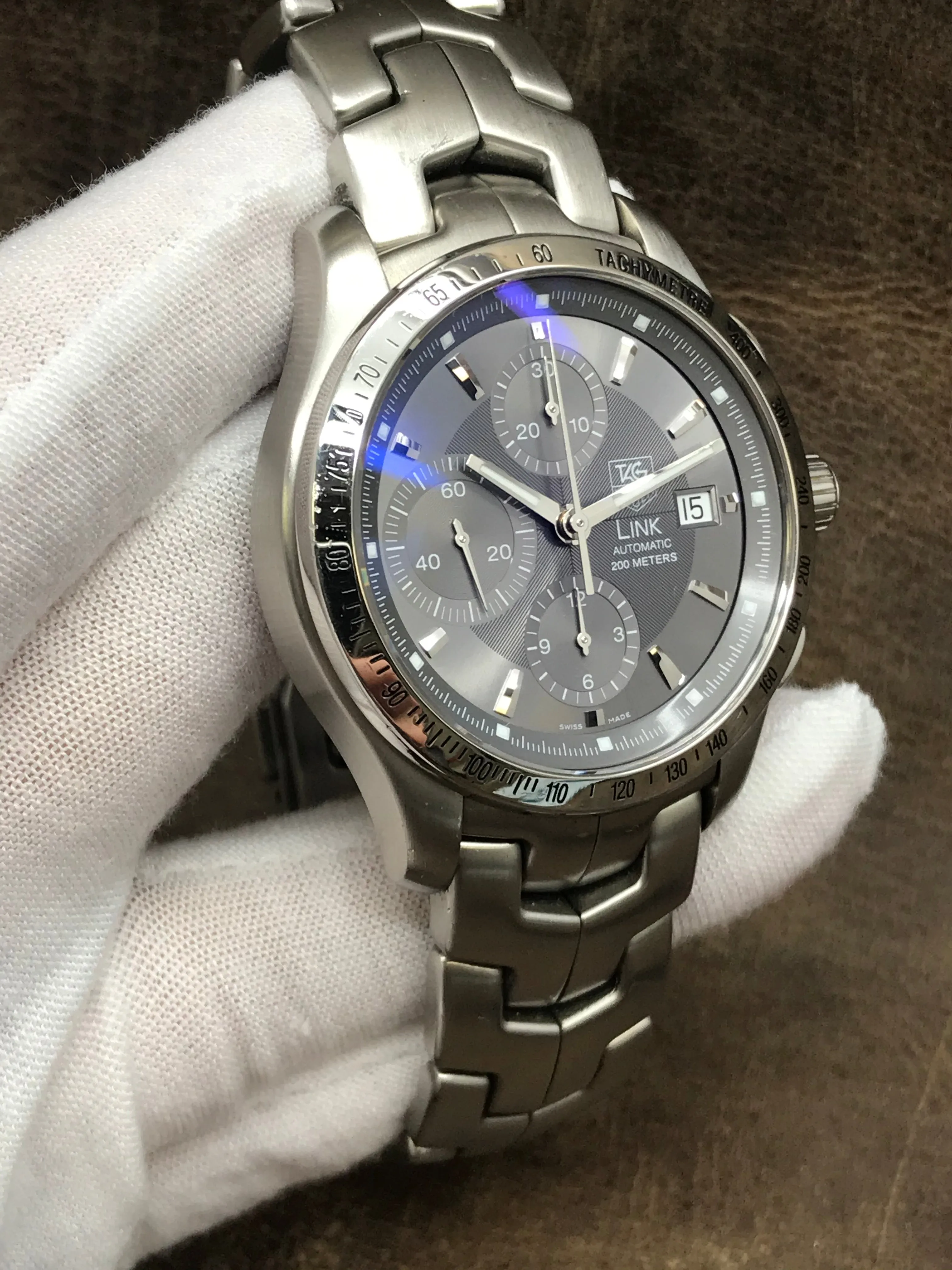 TAG Heuer Link Chronograph Link CJF2115 Grey Dial Automatic  Men's Watch