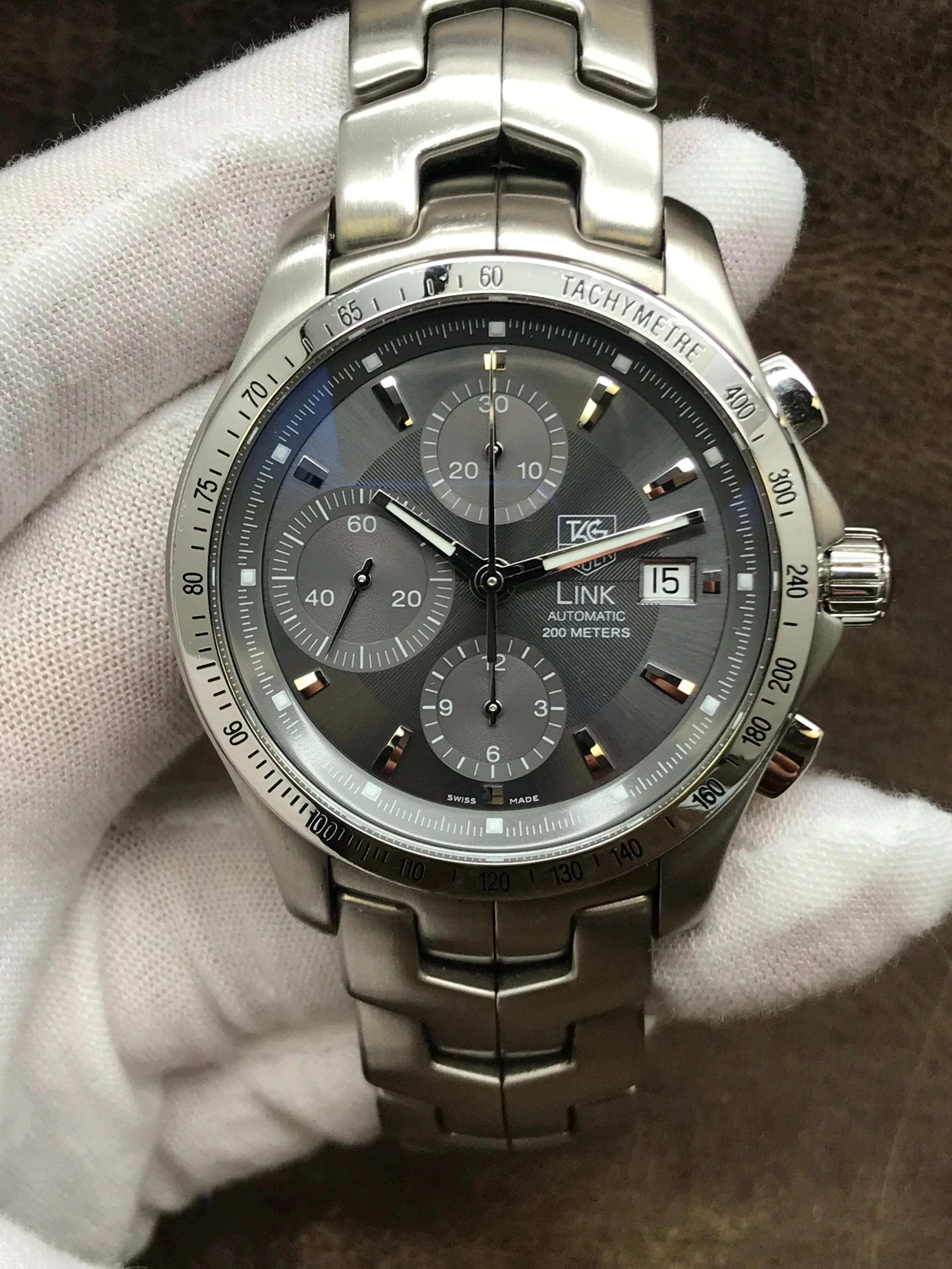 TAG Heuer Link Chronograph Link CJF2115 Grey Dial Automatic  Men's Watch