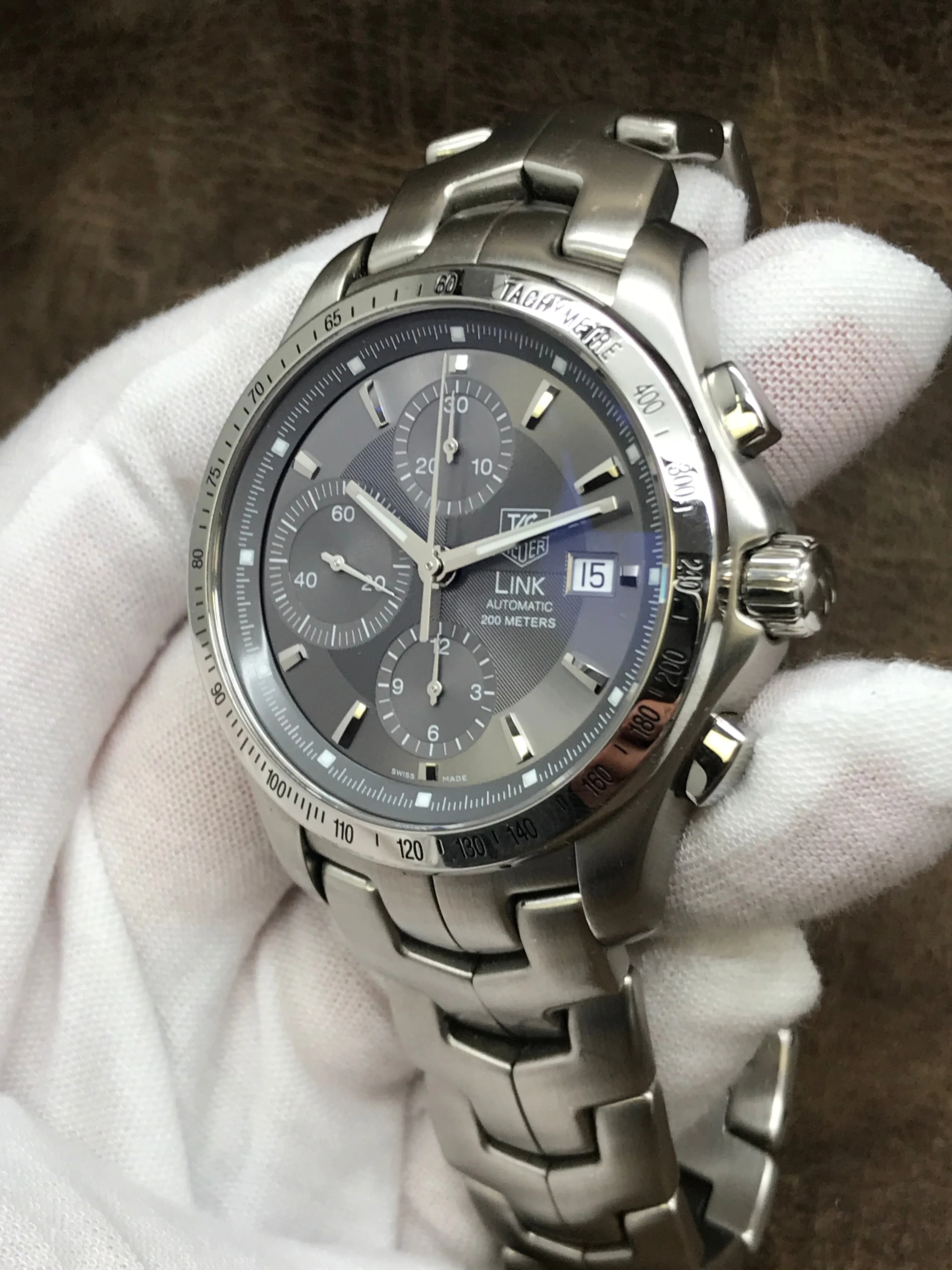 TAG Heuer Link Chronograph Link CJF2115 Grey Dial Automatic  Men's Watch