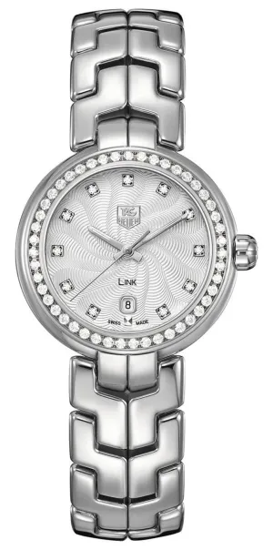 TAG Heuer Link Stainless Steel Silver-Tone Dial Diamonds Date Quartz Womens Watch WAT1414.BA0954