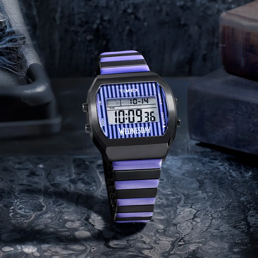 Timex X Wednesday Digital 36mm Stainless Steel Band