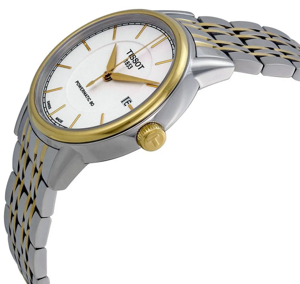 Tissot Carson Two Tone Stainless Steel Automatic White Dial Date Mens Watch T0854072201100