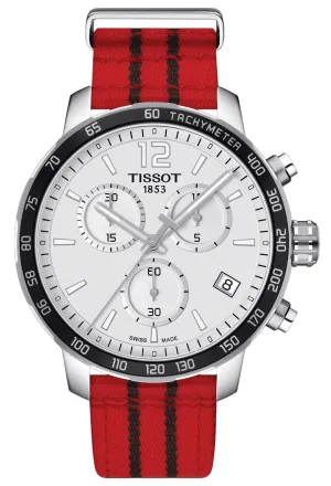 Tissot Quickster Special Edition NBA Chicago Bulls Chronograph Stainless Steel Silver Dial Red Textile Strap Date Quartz Mens Watch T095.417.17.037.04