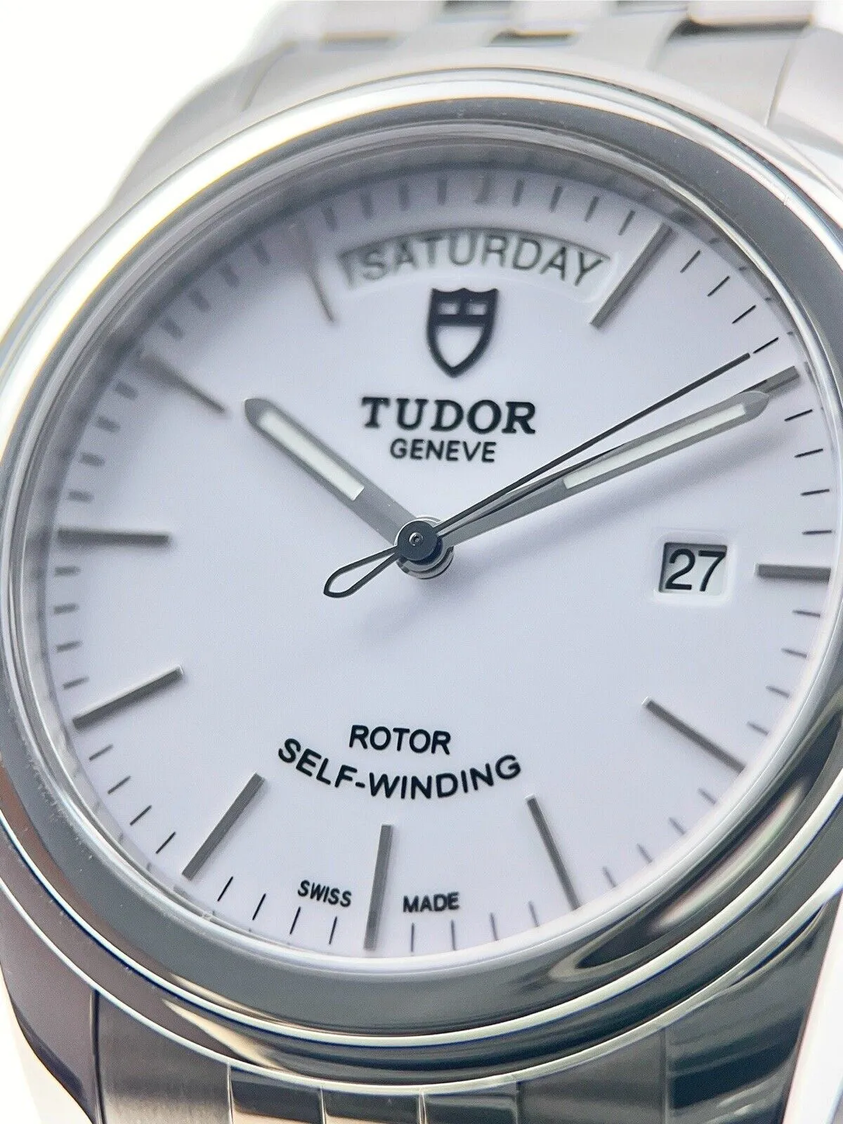 Tudor Glamour Date Day Stainless Steel White 39mm Automatic Men’s Watch 56000