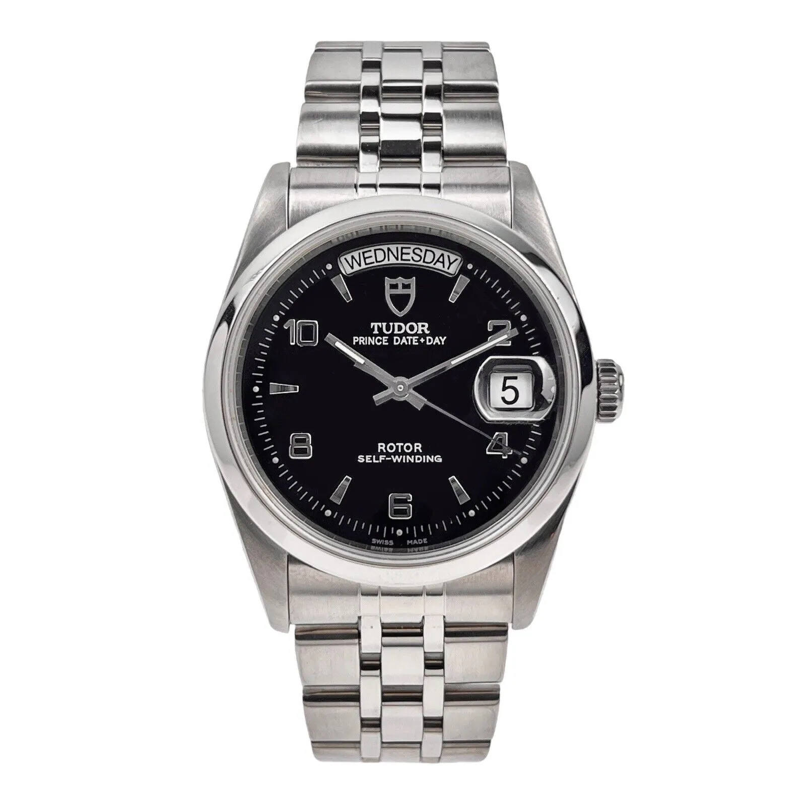 Tudor Prince Date Day 76200 Black Dial Automatic Stainless Steel Men's Watch