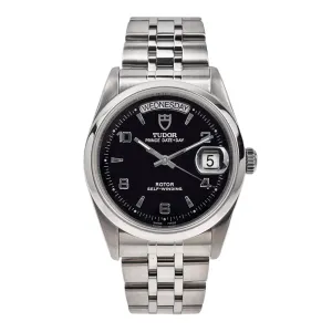 Tudor Prince Date Day 76200 Black Dial Automatic Stainless Steel Men's Watch