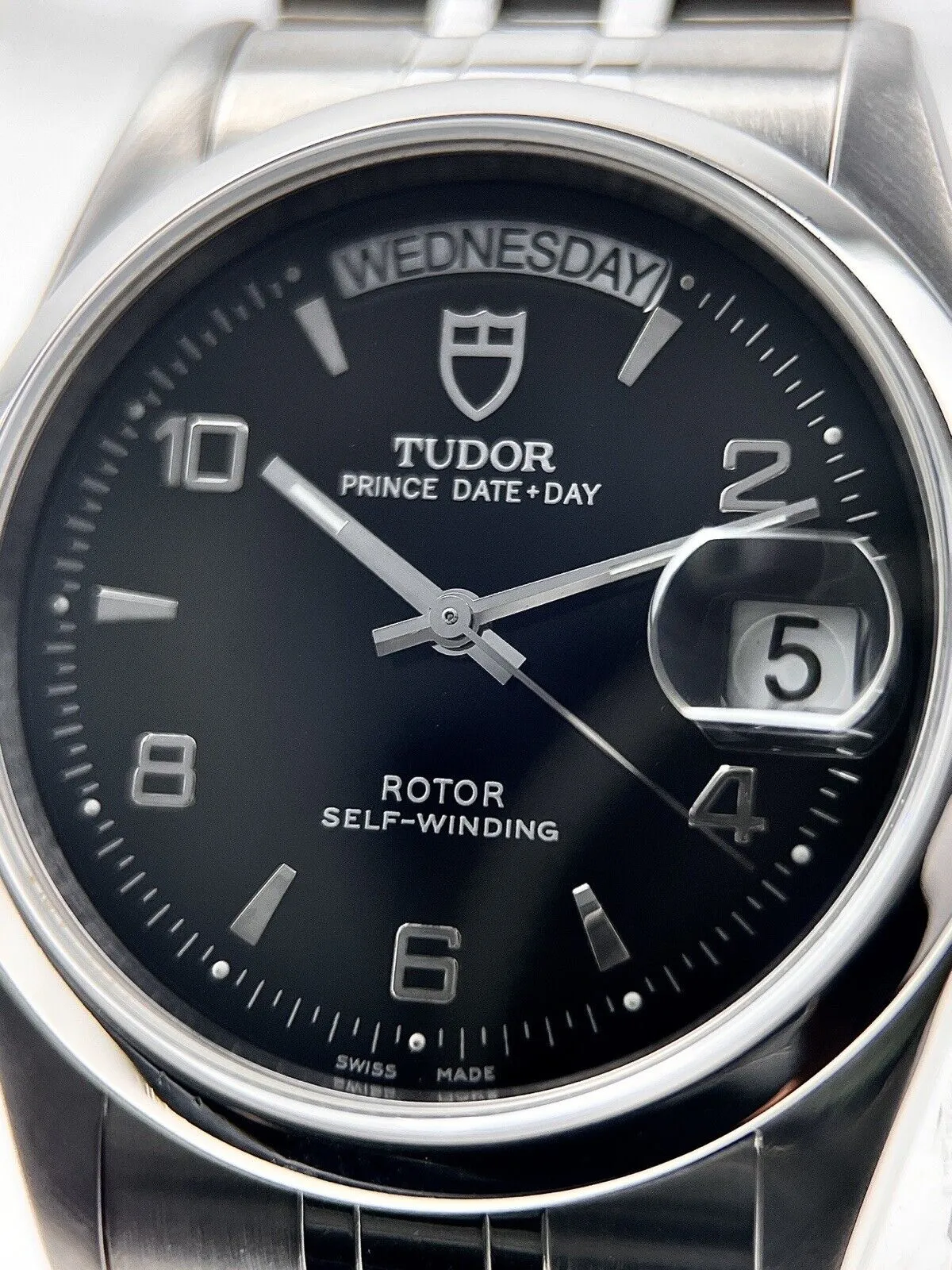 Tudor Prince Date Day 76200 Black Dial Automatic Stainless Steel Men's Watch