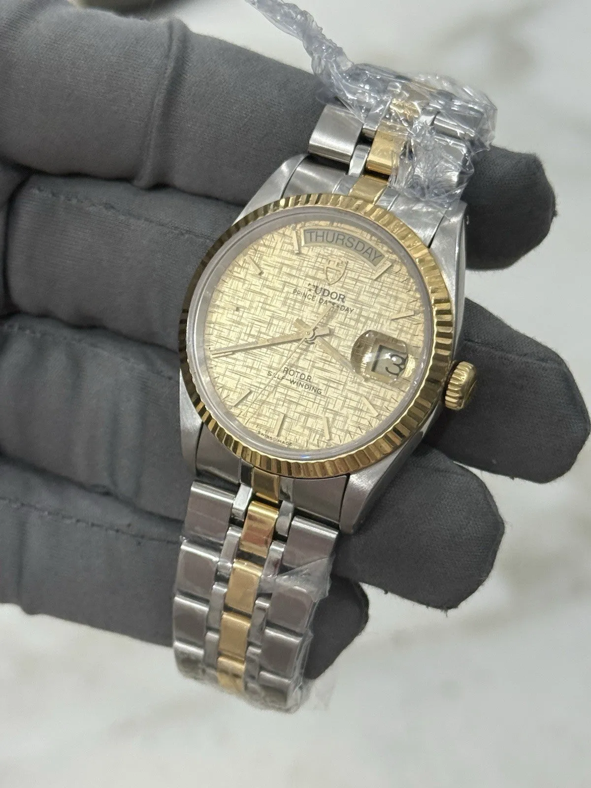 TUDOR Prince Date Day 76213 Champagne Dial Men's Two Tone Automatic Watch - READ