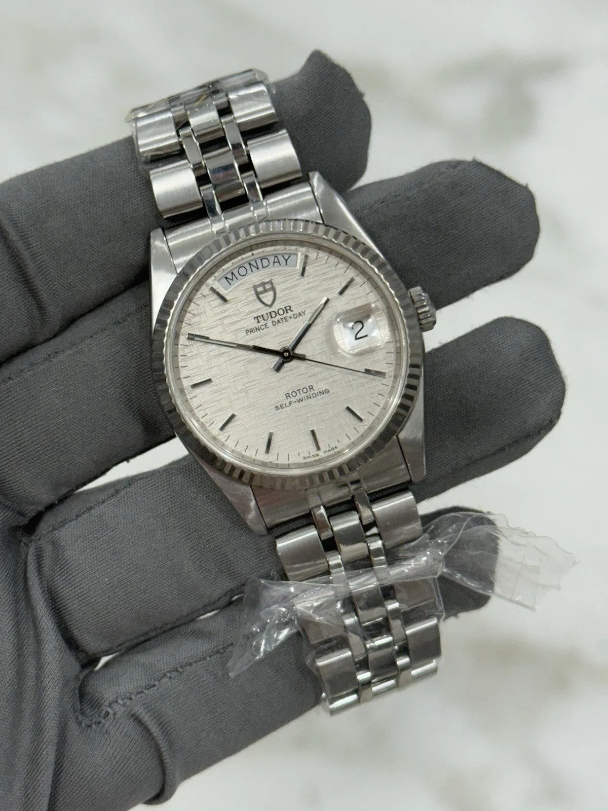 Tudor Prince Date Day Gold Bezel 36mm Linen Automatic Men’s Watch 76214