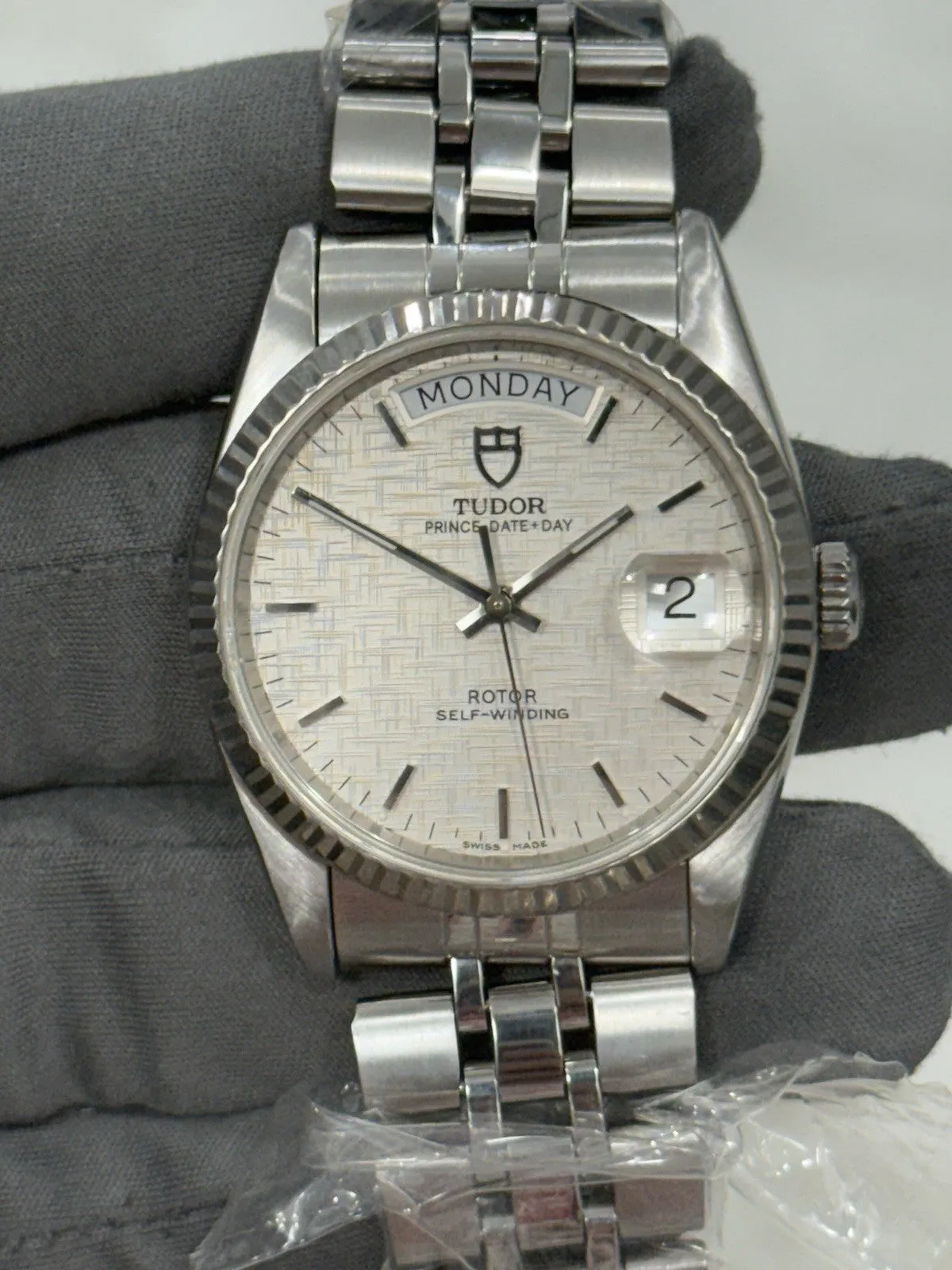 Tudor Prince Date Day Gold Bezel 36mm Linen Automatic Men’s Watch 76214