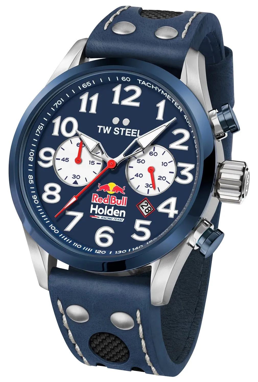 TW Steel Red Bull Holden Special Edition Chronograph Stainless Steel Blue Dial Blue Leather Strap Date Quartz Mens Watch TW980
