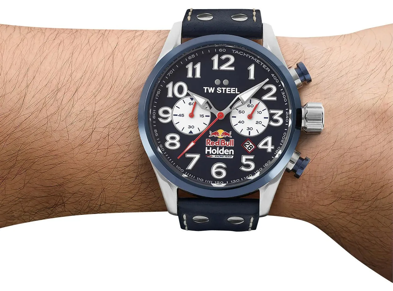 TW Steel Red Bull Holden Special Edition Chronograph Stainless Steel Blue Dial Blue Leather Strap Date Quartz Mens Watch TW980