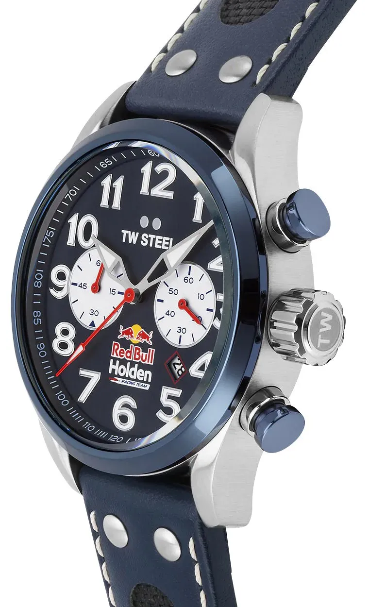 TW Steel Red Bull Holden Special Edition Chronograph Stainless Steel Blue Dial Blue Leather Strap Date Quartz Mens Watch TW980