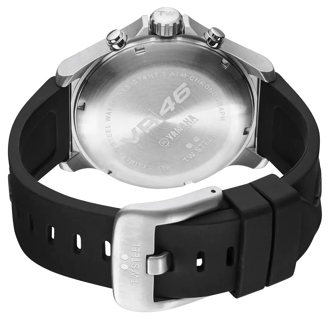 TW Steel VR46 Pilot Special Edition Chronograph Stainless Steel Black Dial Black Silicon Strap Date Quartz Mens Watch TW939